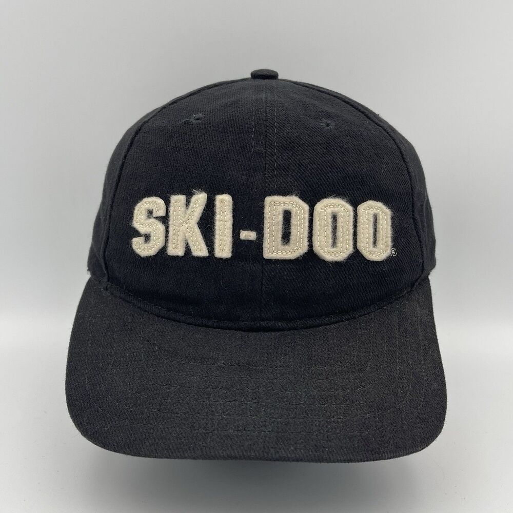 Vintage Ski-Doo Spellout Snowmobile Strapback Hat Cap Black Ski Doo Rare